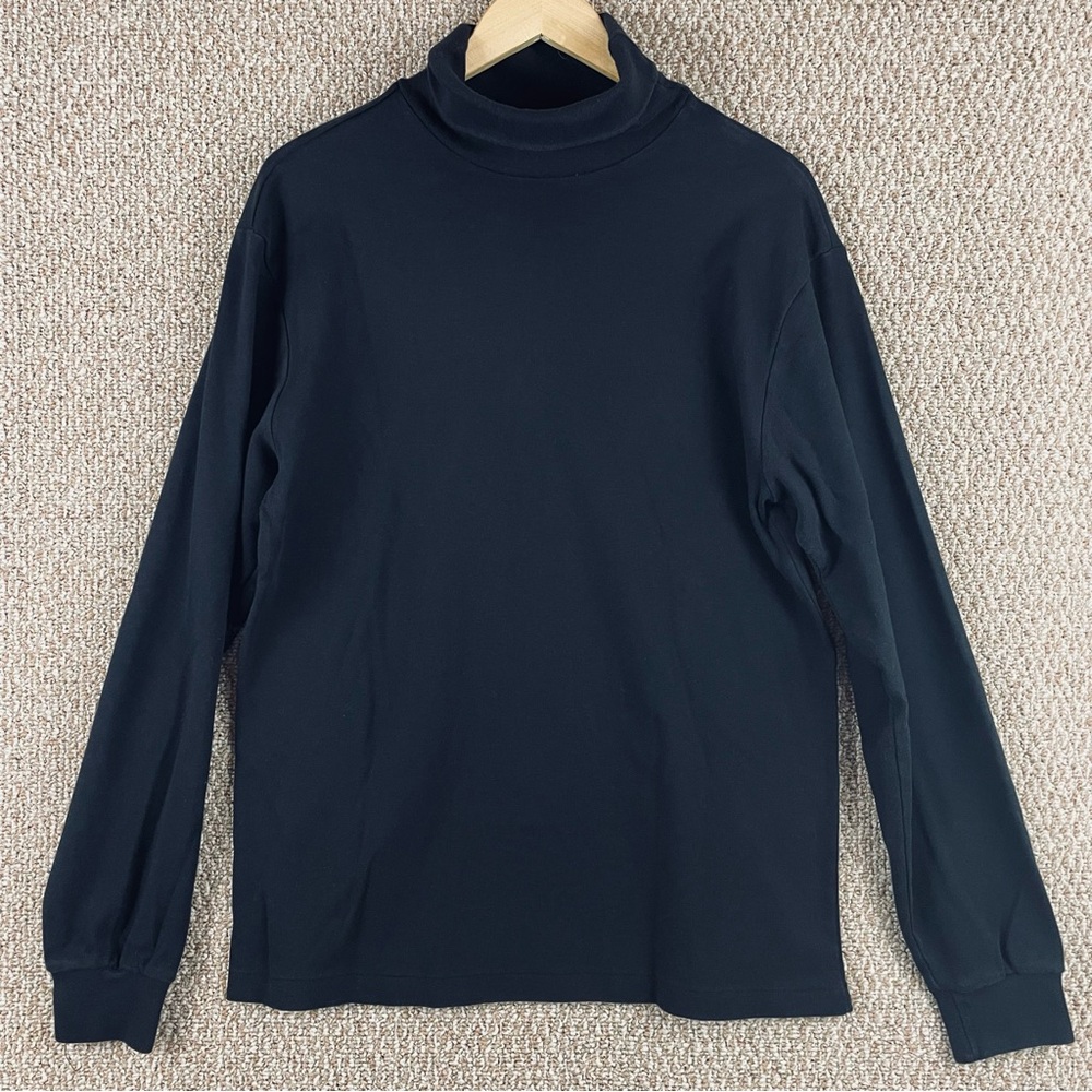Vintage Eddie Bauer Shirt Men’s Large Black Turtleneck Made In USA 90s Preppy D6